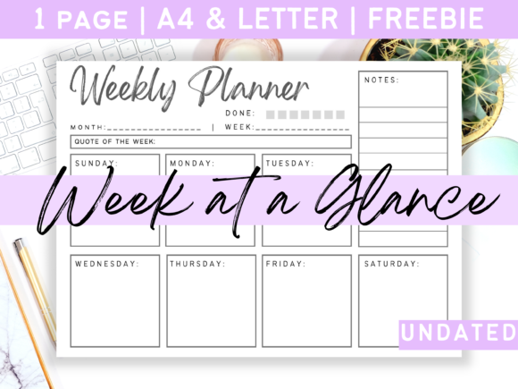 Download Week at a Glance Weekly Planner Inserts - Weekly planner Collection