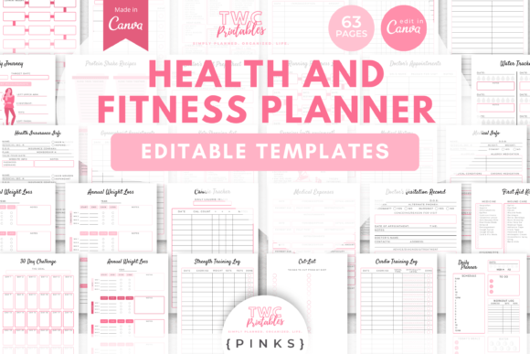 Download Health &amp; Fitness Planner Canva Templates - Fitness Collection