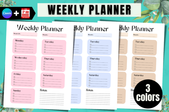 Download Weekly Planner Printable Canva Templates - Weekly planner Collection