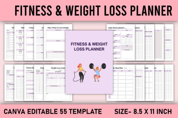 Download Fitness &amp; Weight Loss Planner Canva - Fitness Collection