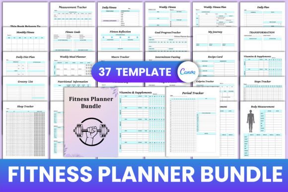 Download Editable Fitness Planner Bundle Canva - Fitness Collection